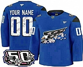 Men's Washington Capitals Customized Blue 50th Anniversary Authentic Jersey,baseball caps,new era cap wholesale,wholesale hats